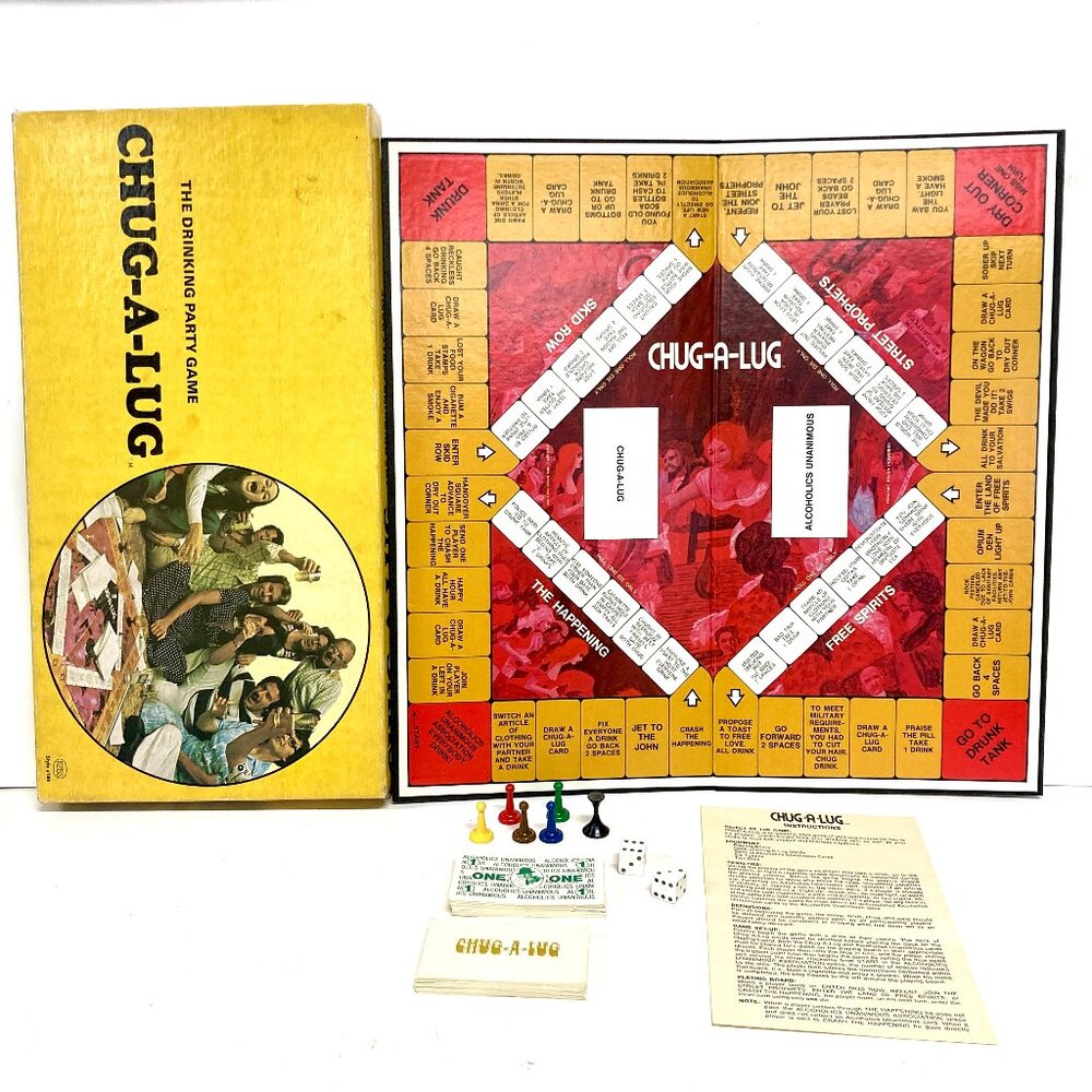 Chug A Lug Game Board Vintage 1974 Complete Drinking Party Game Adults